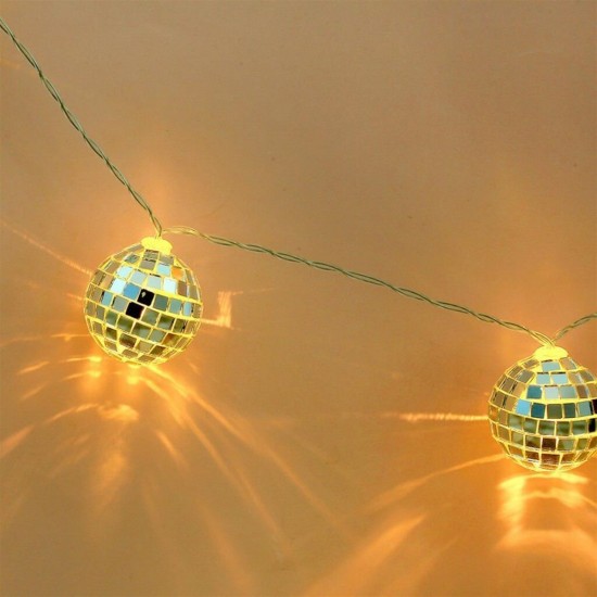 Mini Disco Topu Şeklinde Dekoratif Pilli Led Gece Lambası 10 Lu
