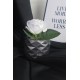 Çiçek Taş Gümüş Gölgeli Saksı Beyaz Gül 1 Adet Yapay