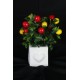 Çiçek Taş Beyaz Saksı Kalp Desenli Kiraz & Limon Ağaç Yapaylar