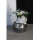 Çiçek Taş Gümüş Gölgeli Saksı Beyaz Güller 3 Adet & Papatyalar 10 Başlıklı Yapaylar