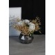 Çiçek Taş Gümüş Gölgeli Saksı 3 Adet Beyaz Güller Çipsolarla Çevrili Yapaylar