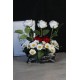 Çiçek Taş Gümüş Gölgeli Saksı  5 Adet Beyaz Kırmızı & 25 Başlıklı Papatyalar