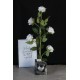 Çiçek Taş Gümüş Gölgeli Saksı Kalpli Beyaz Yapay Güller 5 Adet