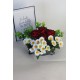 Çiçek Taş Gümüş Gölgeli Saksı 4 Adet Güller 20 Başlıklı Papatyalar Yapay Yeşilliklerle Sarılı