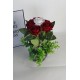 Çiçek Taş Gümüş Gölgeli  Saksı Kırmızı Beyaz 6 Adet & Güller Yeşilliklerle Sarılı