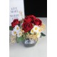 Kırmızı Güller 5 Adet 25 Adet Papatya Başlıklı Yapaylar Çiçek Taş Gümüş Gölgeli Saksı