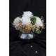 Çiçek Taş Gümüş Gölgeli Saksı 5 Adet Beyaz Güller Çipsolarla Çevrili