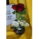 Çiçek Taş Rose Gölgeli Kırmızı Güller 3 Adet 15 Adet Papatya Başlıklı Yapay