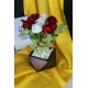 Çiçek Kırmızı & Beyaz Güller 9 Adet Yapay Taş Rose Gölgeli Saksı