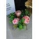 Çiçek Taş Rose Gölgeli Saksı Pembe Güller 3 Adet Yeşilliklerle Çevrili