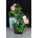Çiçek Taş Rose Gölgeli Saksı Pembe Beyaz Kırmızı Güller 9 Adet Yeşil Çiçeklerle Sarılı