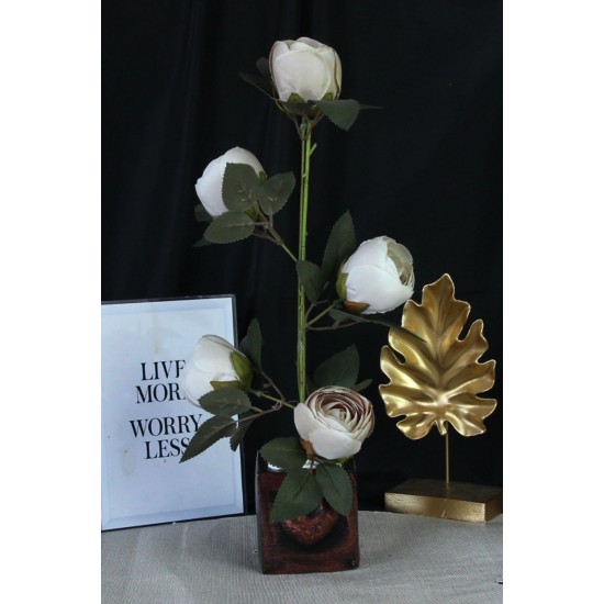 Çiçek Taş Rose Gölgeli Saksı Kalpli Şakayık Çiçeği Yapay 5 Adet