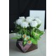 Çiçek Taş Rose Gölgeli Saksı Büyük Beyaz Güller 7 Adet & Papatya 25 Başlıklı Yapaylar