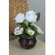 Beyaz Güller 3 Adet 15 Adet Papatya Başlıklı Yapay Çiçek Taş Rose Gölgeli Saksı