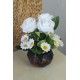 Beyaz Güller 3 Adet 15 Adet Papatya Başlıklı Yapay Çiçek Taş Rose Gölgeli Saksı