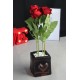 Çiçek Taş Rose Gölgeli Saksı Kalp Desenli Kırmızı Güller 4 Adet Yapay