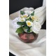 Çİçek Taş Rose Gölgeli Saksı Beyaz Güller 3 Adet & Papatyalar 10 Başlıklı Yapaylar