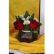 Çİçek Taş Rose Gölgeli Saksı Kırmızı Gül 3 Adet & Papatyalar 10 Başlıklı Yapaylar