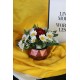 Çİçek Taş Rose Gölgeli  Saksı Kırmızı Gül 1 Adet & Papatyalar 20 Başlıklı Yapaylar