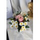 Çİçek Taş Rose Gölgeli Saksı Pembe Gül 1 Adet & Papatyalar 20 Başlıklı Yapaylar