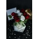 Kırmızı & Beyaz Güller 9 Adet Yapay Taş Saksı
