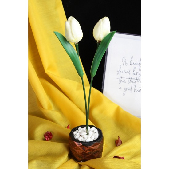 Lale 2 li Çiçek Taş  Rose Gölgeli Saksı