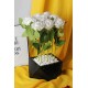 Beyaz Güller 9 Adet Yapay Taş Siyah Saksı
