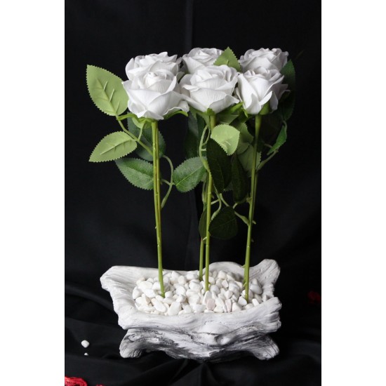 Güller 6 Adet Beyaz Özel Saksı Model