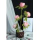 Çiçek Taş Rose Gölgeli Saksı Kalpli Pembe Yapay Güller 5 Adet