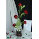 Çiçek Taş Rose Gölgeli Saksı Kalpli Kırmızı Yapay Güller 5 Adet