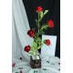 Çiçek Taş Rose Gölgeli Saksı Kalpli Kırmızı Yapay Güller 5 Adet