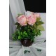 Çiçek Taş Rose Gölgeli Saksı Pembe & Beyaz Güller Yeşilliklerle Sarılı