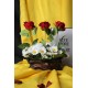 Çİçek Taş Rose Gölgeli Saksı Tüm Güzel Anlamları Barındıran 5 Adet Güller Kırmızı Beyaz &25 Başlıklı