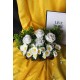 Çiçek Taş Saksı Rose Gölgeli 4 Adet Beyaz Güller & 20 Başlıklı Papatyalar Yapay Yeşilliklerle Sarılı