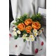 Çiçek TaşSaksı RoseGölgeli 4Adet SarıAteşRenkliGüller&20 Başlıklı PapatyalarYapayYeşilliklerleSarılı