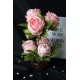 Güller Pembe 6 Adet Yapay Taş Saksı Rose Gölgeli