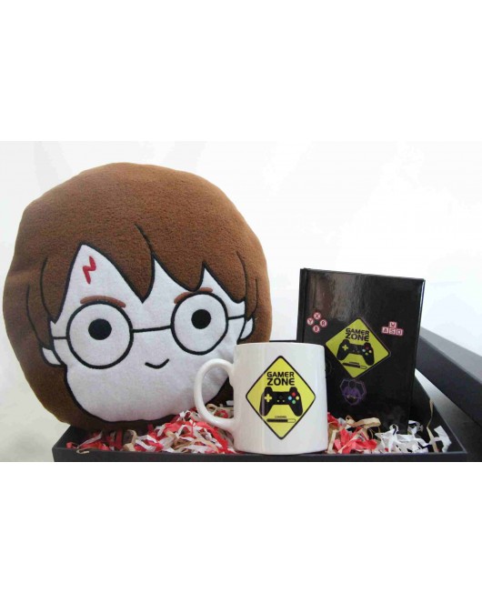 Eğlenceli Hediye Seti - Harry Potter Yastık Gamer Zone Kupa Bardak ve Defter Hediye Kutusu