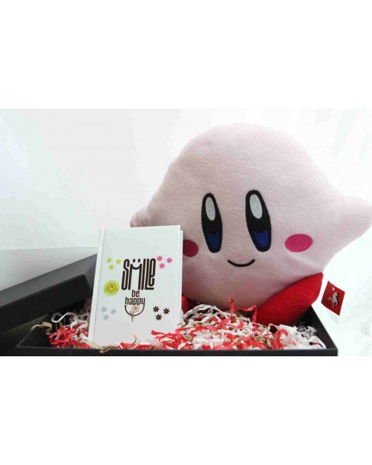 Kirby Temalı Yastık ve Smile Temalı Defter Hediye Kutusu