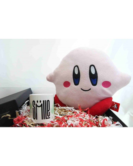 Kirby Temalı Yastık ve Smile Temalı Kupa Bardak Hediye Kutusu