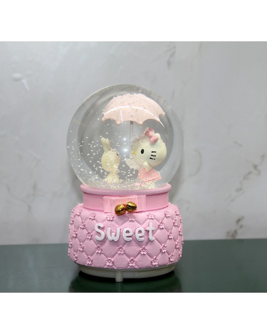 Hello Kitty Işıklı Müzikli Kar Küresi Orta Boy Alk3042