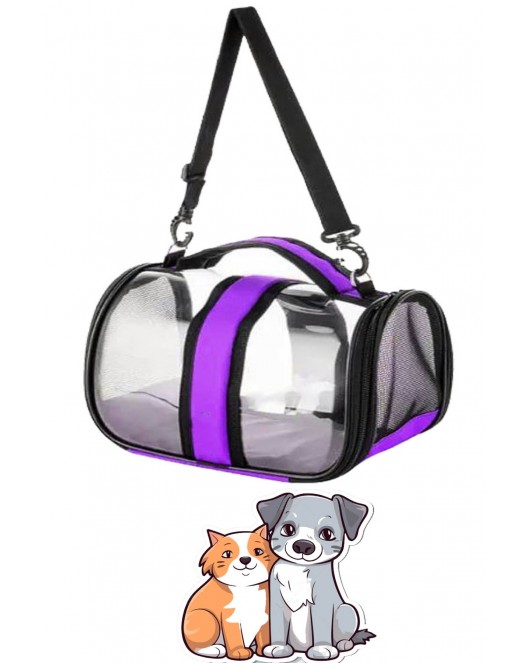 Flybag Kedi Köpek Kuş Seyahat Taşıma Çantası Şeffaf Omuz Askılıklı Evcil Hayan Çantası Mor