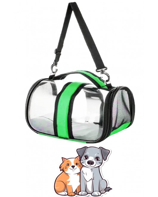 Flybag Kedi Köpek Kuş Seyahat Taşıma Çantası Şeffaf Omuz Askılıklı Evcil Hayan Çantası Yeşil